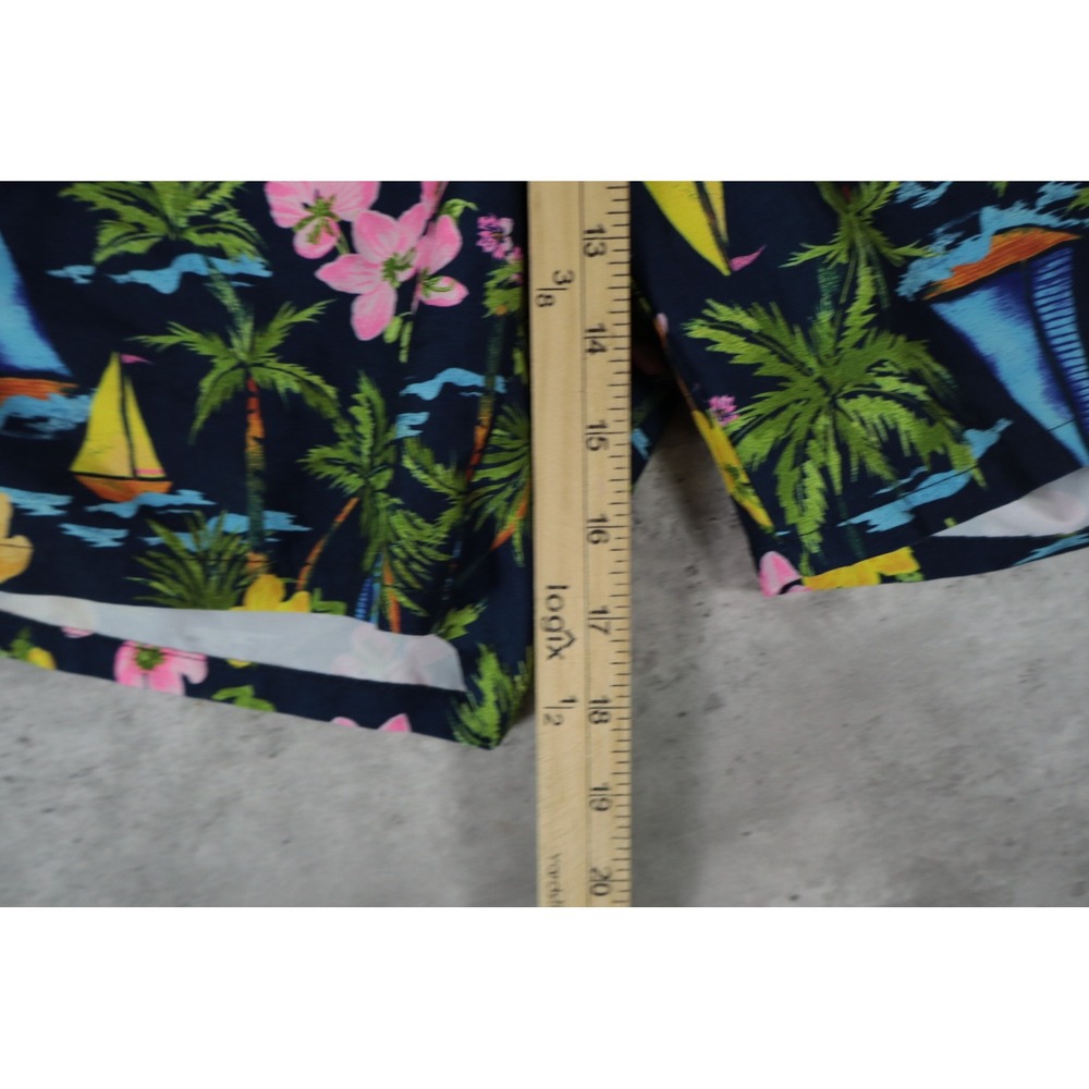 Old Navy Sailboat Tropical Swim Trunks Medium Navy Blue Floral Palm Tree - Picture 5 of 5